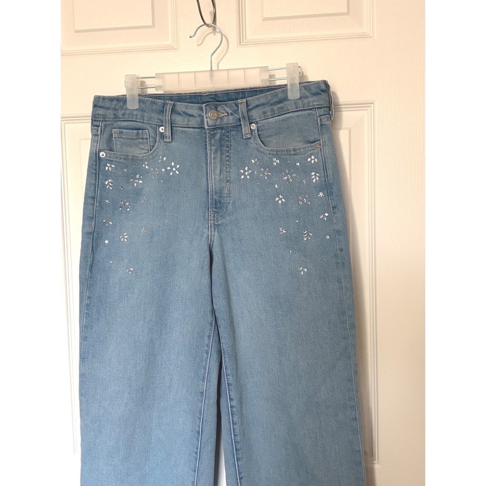 Old Navy OG Loose High Rise Rhinestone Floral Embellished Jeans Light‎ Wash 6